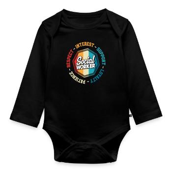 Social workers Respect Patience Loyalty - Organic Longsleeve Baby Bodysuit - black - Front