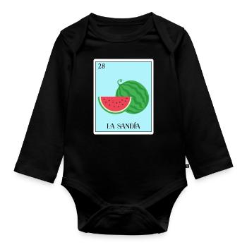 Melon pastèque Fruit d’été Cadeau végétalien - Body Bébé bio manches longues - noir - Devant