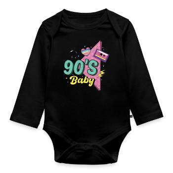 nineties - Organic Longsleeve Baby Bodysuit - black - Front