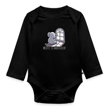 Voulez-vous en parler ? Éléphant triste - Body Bébé bio manches longues - noir - Devant