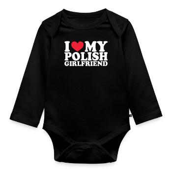 Polen Freundin Girlfriend Beziehung Couple Liebe - Baby Bio-Langarm-Body - Schwarz - Vorne