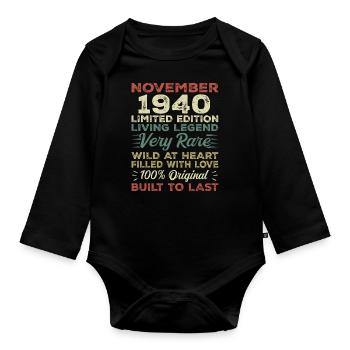 Legende Seit November 1940 Jahrgang November 1940 - Baby Bio-Langarm-Body - Schwarz - Vorne