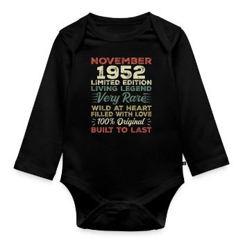 Legende Seit November 1952 Jahrgang November 1952 - Baby Bio-Langarm-Body - Schwarz - Vorne