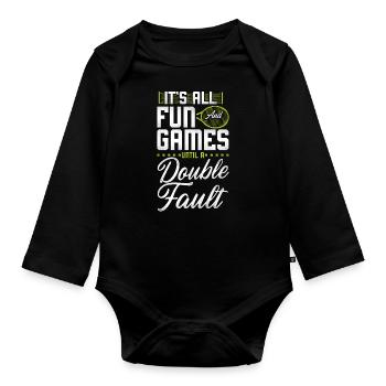 Funny Tennis Player Racket It's - Baby Bio-Langarm-Body - Schwarz - Vorne