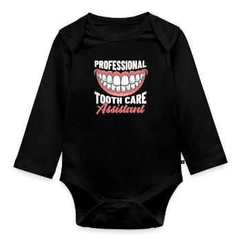 Dental assistant - Organic Longsleeve Baby Bodysuit - black - Front