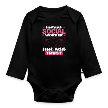Instant Social Worker Easy Trust - Organic Longsleeve Baby Bodysuit - black - Front