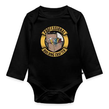 Construction worker - Organic Longsleeve Baby Bodysuit - black - Front
