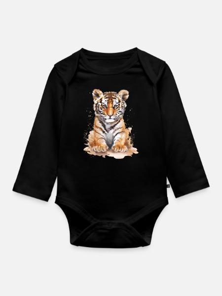 Tiger - Baby Bio-Langarm-Body - Schwarz