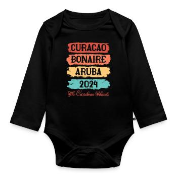 Aruba Caribbean Summer Ocean Beach Gift - Organic Longsleeve Baby Bodysuit - black - Front