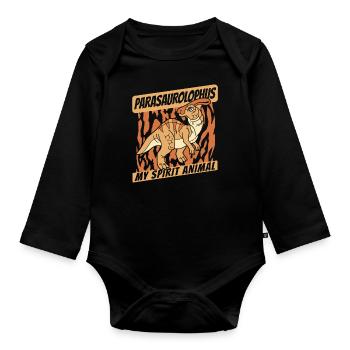 My Spirit Animal Parasaurolophini Dinosaur - Organic Longsleeve Baby Bodysuit - black - Front