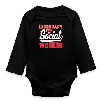 Travailleur social légendaire - Body Bébé bio manches longues - noir - Devant