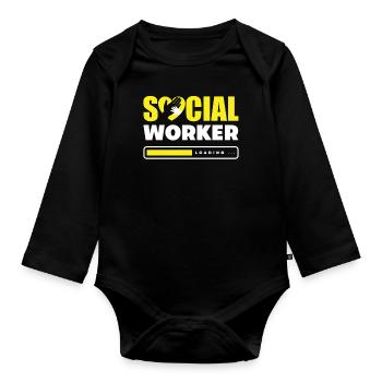Social worker is invited... - Organic Longsleeve Baby Bodysuit - black - Front