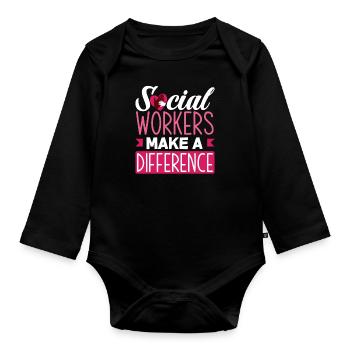 Sozialarbeiter Machen Einen Unterschied - Baby Bio-Langarm-Body - Schwarz - Vorne