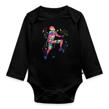 Boulderer Colorsplash Boulder Bouldern - Baby Bio-Langarm-Body - Schwarz - Vorne