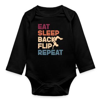 Backflip Salto Acrobaties Parkour Gymnastique Cadeau - Body Bébé bio manches longues - noir - Devant