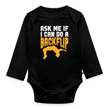 Backflip Salto Acrobaties Parkour Gymnastique Cadeau - Body Bébé bio manches longues - noir - Devant