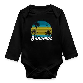 Bahamas Karibik Insel Atlantik Sommer Geschenk - Baby Bio-Langarm-Body - Schwarz - Vorne