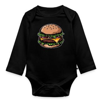 Burgers - fast food - delicious - Organic Longsleeve Baby Bodysuit - black - Front