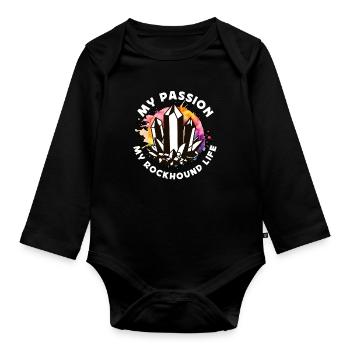 Rockhounding My Passion My Rockhound Paleontology - Organic Longsleeve Baby Bodysuit - black - Front