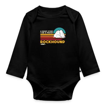 Rockhounding A Short Story I Am A Fossil Collector - Organic Longsleeve Baby Bodysuit - black - Front