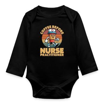 Nurse Practitioner Coffee Hospital Coffee Lover - Baby Bio-Langarm-Body - Schwarz - Vorne