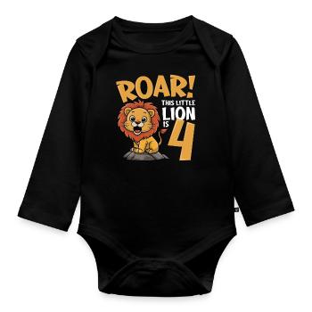 4 Anniversaire Garçon Lion - Body Bébé bio manches longues - noir - Devant
