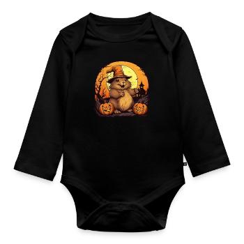 Halloween Capibara - Organic Longsleeve Baby Bodysuit - black - Front