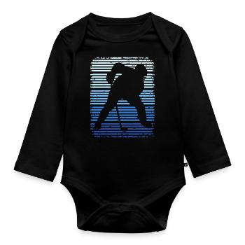 Hockey Retro Hockey Hockey Players - Organic Longsleeve Baby Bodysuit - black - Front