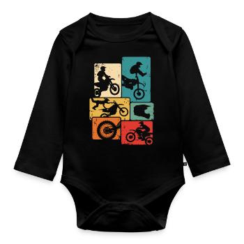 Dirt Bike Motocross Retro Enduro Supermoto - Body Bébé bio manches longues - noir - Devant