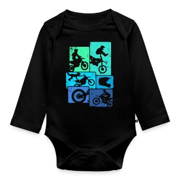 Dirt Bike Motocross Retro Enduro Supermoto - Body Bébé bio manches longues - noir - Devant
