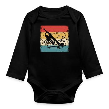 Trompete Musiker Orchester Trompeter - Baby Bio-Langarm-Body - Schwarz - Vorne