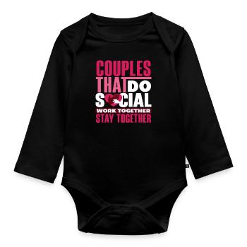 Couples who do social work together stay - Organic Longsleeve Baby Bodysuit - black - Front