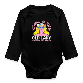 Être une vieille dame a été votre première erreur - Body Bébé bio manches longues - noir - Devant