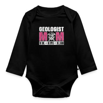 Géologue Maman L’idole Le mythe Collectionneur de minéraux - Body Bébé bio manches longues - noir - Devant
