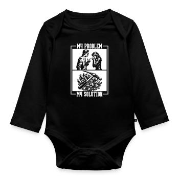 Geologist My Problem My Pictogram Mom Dad Geology - Baby Bio-Langarm-Body - Schwarz - Vorne