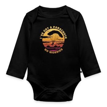 J’ai un parachute – pas de soucis - Body Bébé bio manches longues - noir - Devant