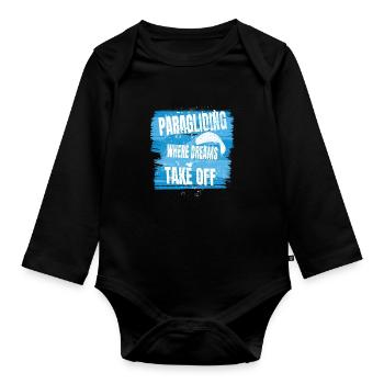 Paragliding – Where Dreams Take Off - Organic Longsleeve Baby Bodysuit - black - Front