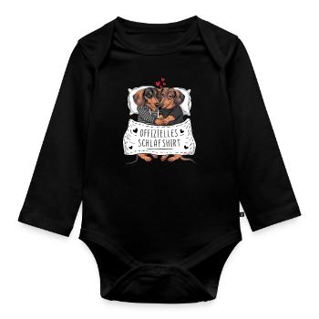 Chemise de nuit officielle Couple de teckels mignons - Body Bébé bio manches longues - noir - Devant