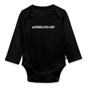 Funny Tennis Player Racket - Organic Longsleeve Baby Bodysuit - black - Front