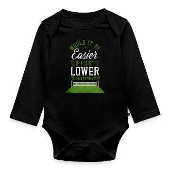 drôle de raquette de joueur de tennis - Body Bébé bio manches longues - noir - Devant