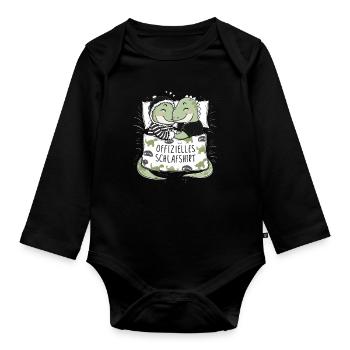 Chemise de nuit officielle Sweet Dino Couple - Body Bébé bio manches longues - noir - Devant