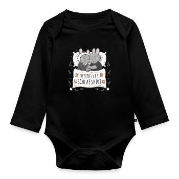 Chemise de nuit officielle Cute Bunny Bunny Pair - Body Bébé bio manches longues - noir - Devant