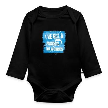 J’ai un parachute – pas de soucis - Body Bébé bio manches longues - noir - Devant