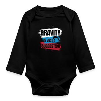 Gravity Is Just a Suggestion – Paragliding - Organic Longsleeve Baby Bodysuit - black - Front