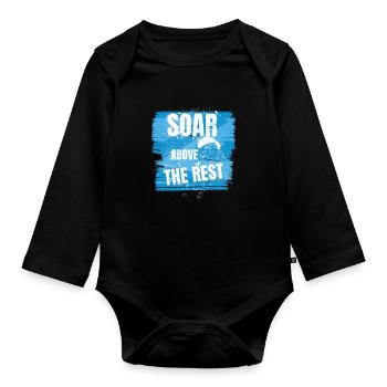 Soar Above the Rest – Paragliding Design - Organic Longsleeve Baby Bodysuit - black - Front