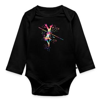 Stabhochspringer Kids Stabhochsprung - Baby Bio-Langarm-Body - Schwarz - Vorne
