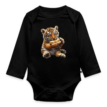 Tiger - Organic Longsleeve Baby Bodysuit - black - Front