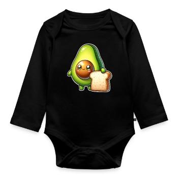 Toast à l’avocat - Body Bébé bio manches longues - noir - Devant