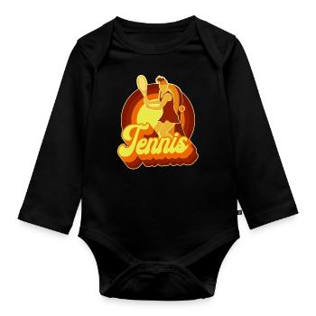 Funny Tennis Player Racket Retro - Baby Bio-Langarm-Body - Schwarz - Vorne