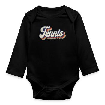 Funny Tennis Player Racket Retro - Baby Bio-Langarm-Body - Schwarz - Vorne